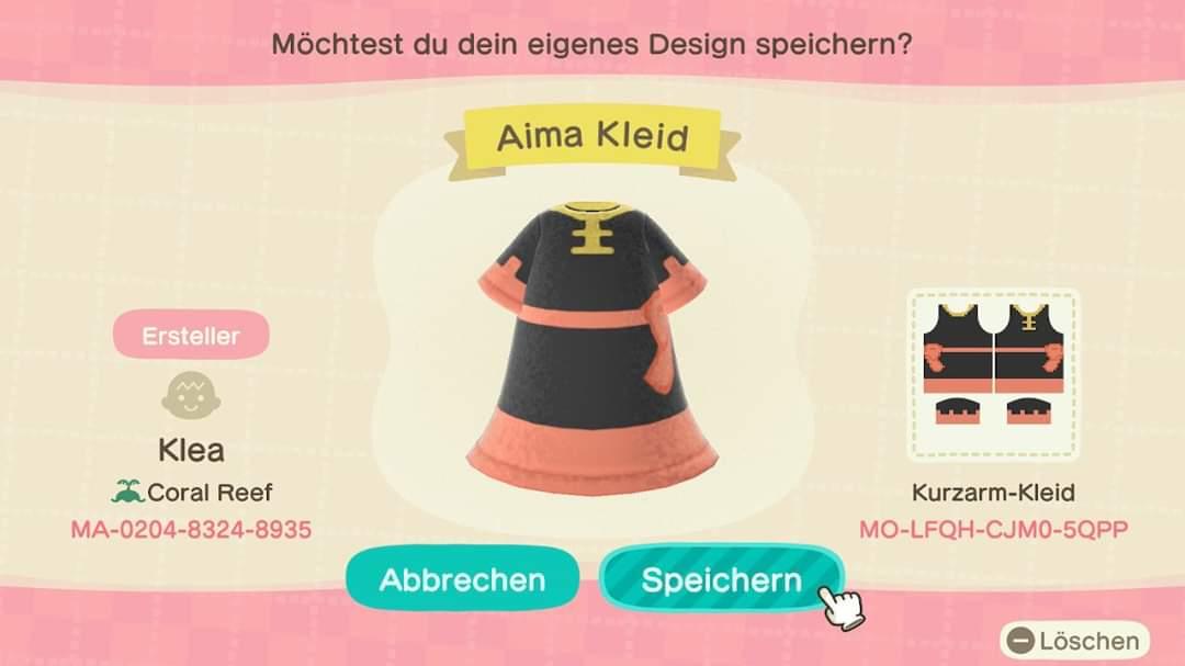Animal Crossing Design Code: MO-LFQH-CJM0-5QPP Aima Dress