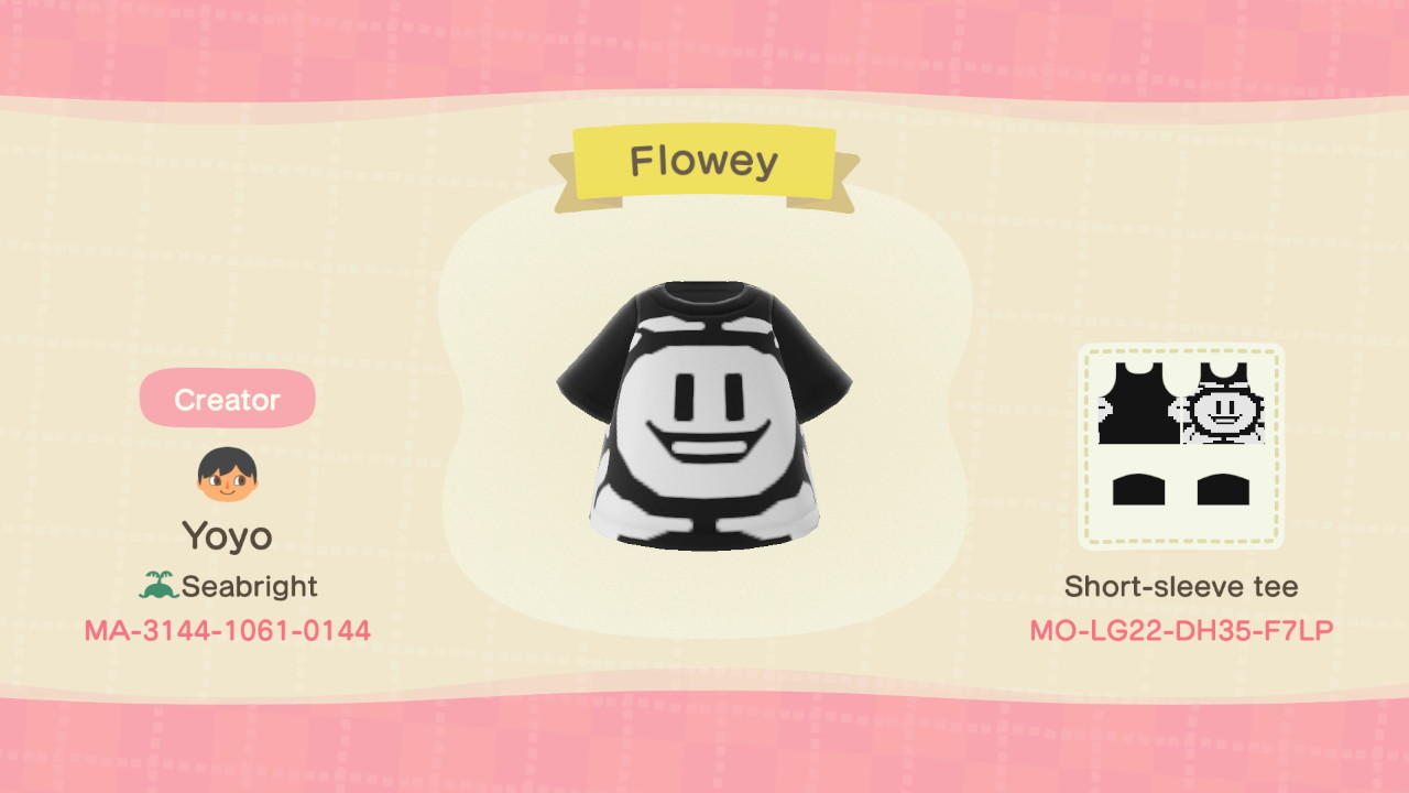 Animal Crossing Design Code: MO-LG22-DH35-F7LP Flowey