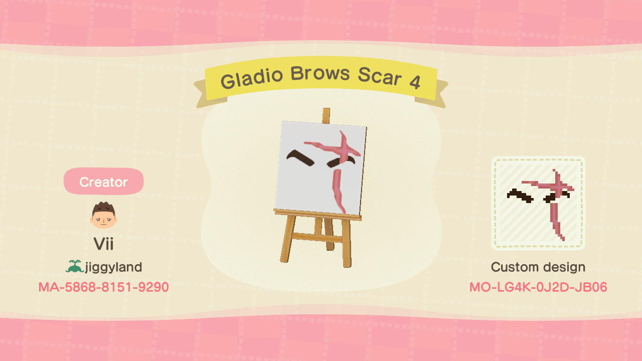 Animal Crossing Design Code: MO-LG4K-0J2D-JB06 Gladio Brows Scar 4