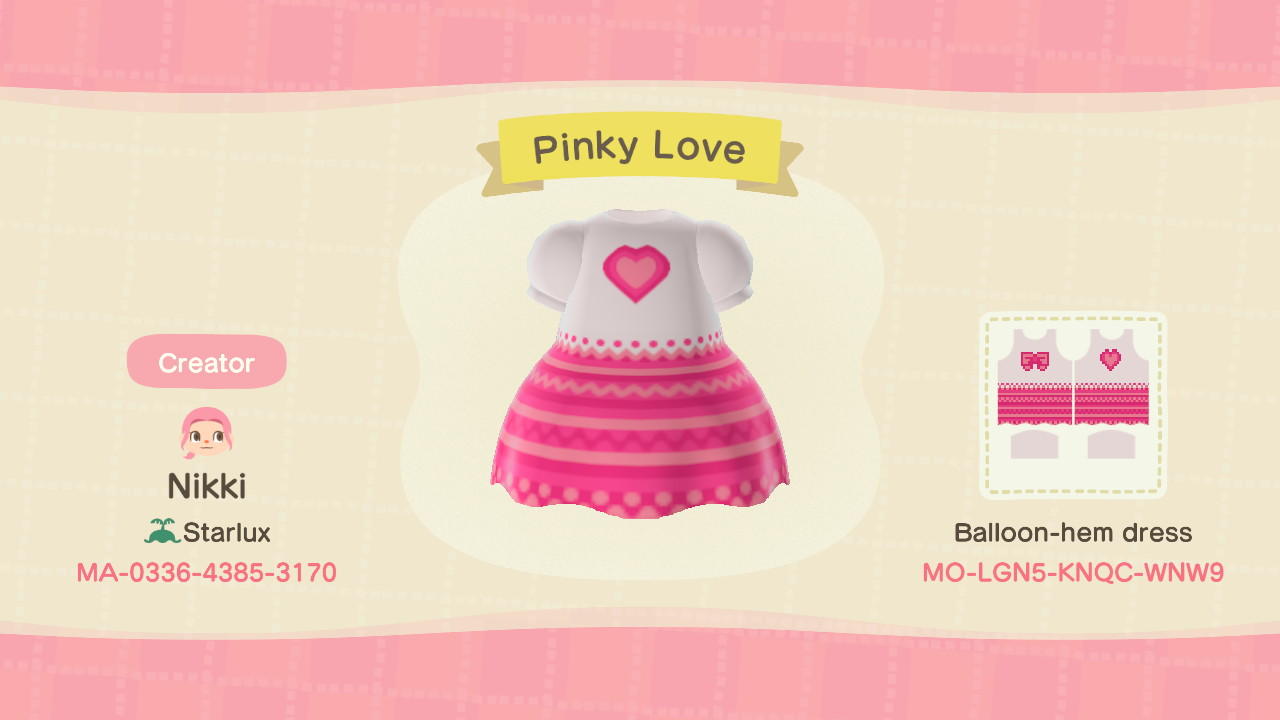 Animal Crossing Design Code: MO-LGNF-KNQC-WNW9 Pinky Love
