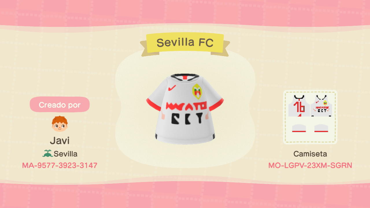 Animal Crossing Design Code: MO-LGPV-23XM-SGRN Sevilla FC