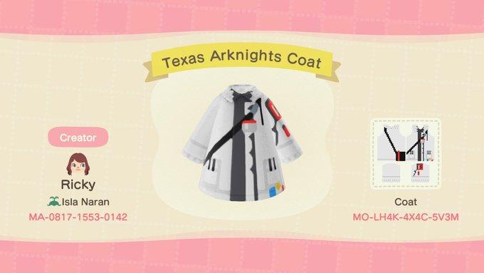 Animal Crossing Design Code: MO-LH4K-4X4C-5V3M Texas Arknights Coat