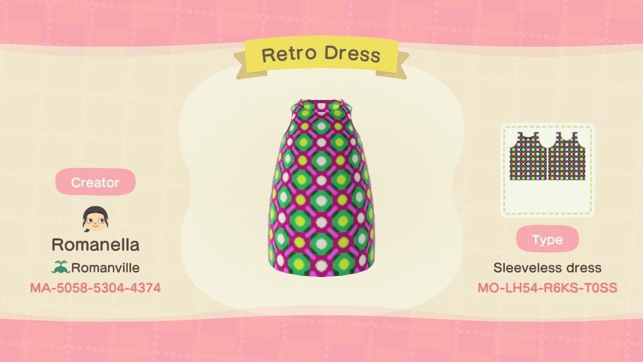 Animal Crossing Design Code: MO-LH54-R6KS-T0SS Retro Dress