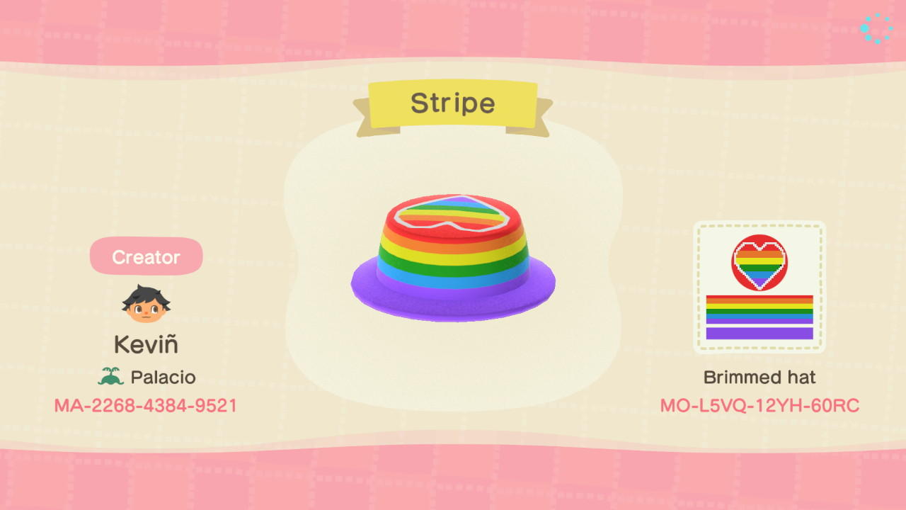 Animal Crossing Design Code: MO-LHVQ-12YH-60RC Gay Hat