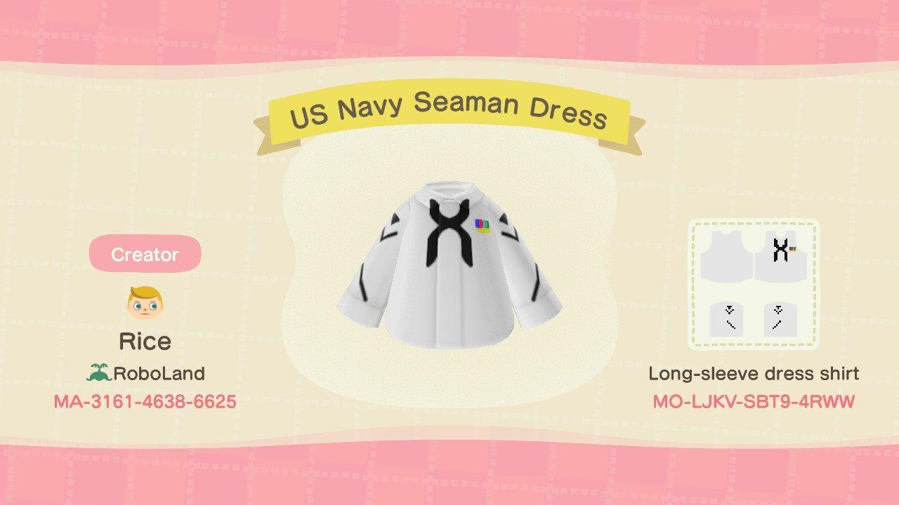 Animal Crossing Design Code: MO-LJKV-SBT9-4RWW US Navy Seaman Dress