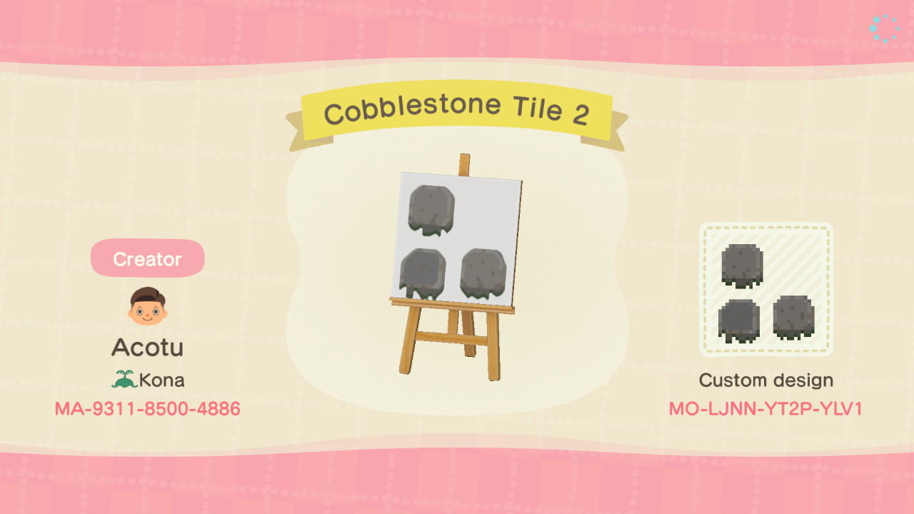 Animal Crossing Design Code: MO-LJNN-YT2P-YLV1 Cobblestone Path 2