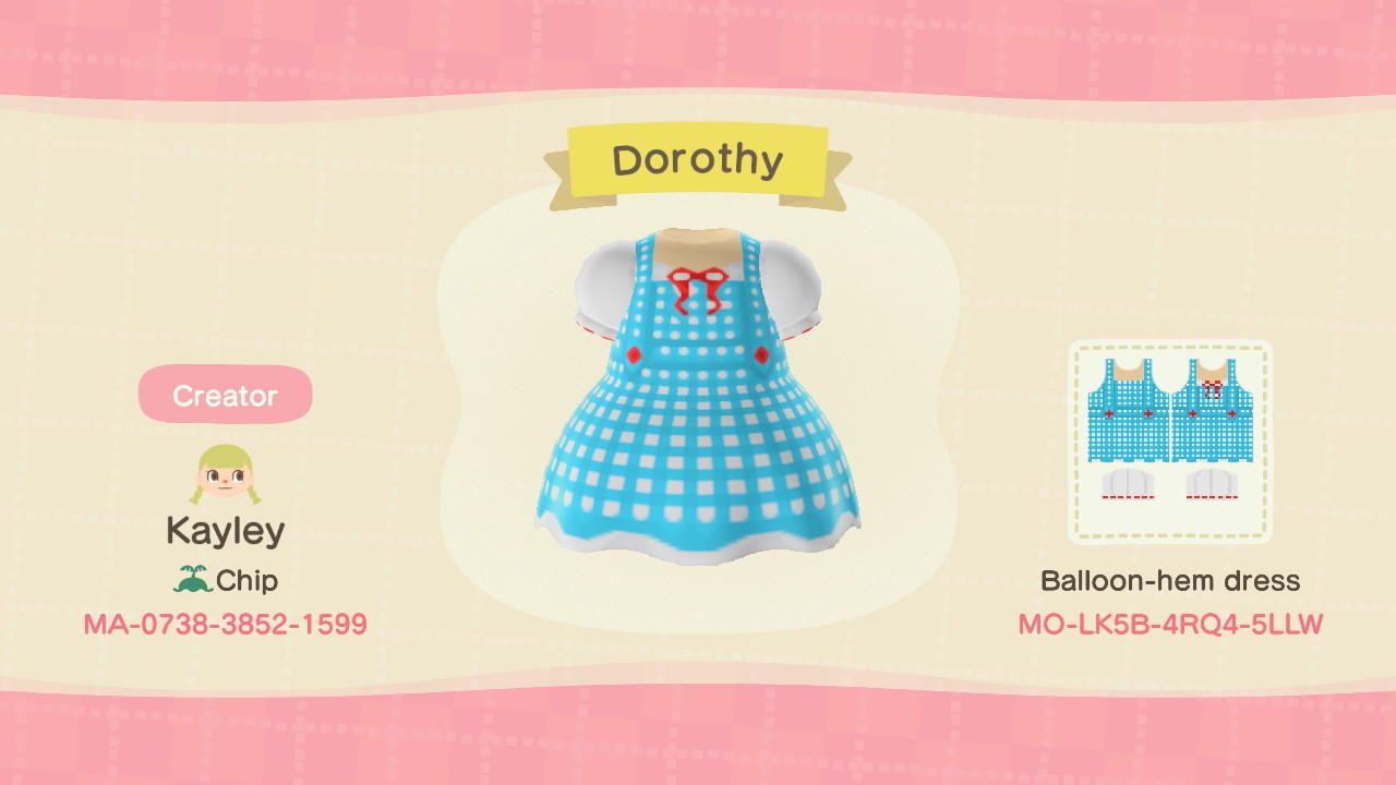 Animal Crossing Design Code: MO-LK5B-4RQ4-5LLW Dorothy