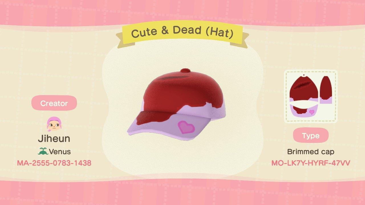 Animal Crossing Design Code: MO-LK7Y-HYRF-47VV Cute & Dead (Hat)