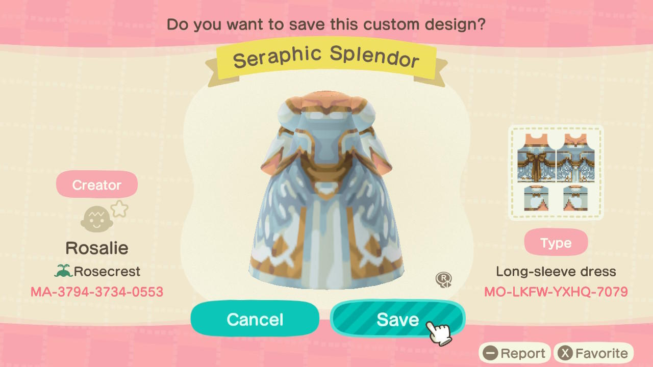 Animal Crossing Design Code: MO-LKFW-YXHQ-7079 Seraphic Splendor