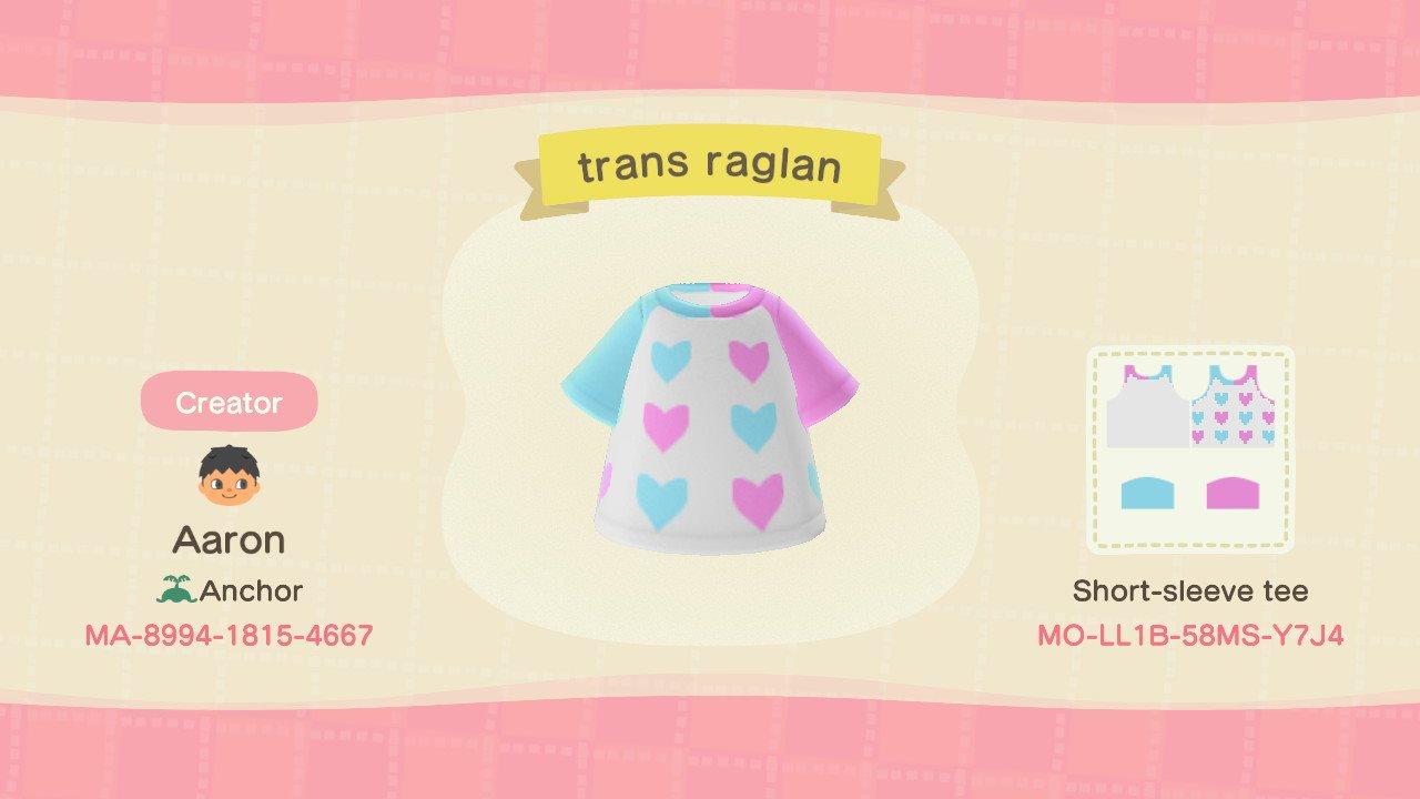 Animal Crossing Design Code: MO-LL1B-58MS-Y7J4 Trans Raglan