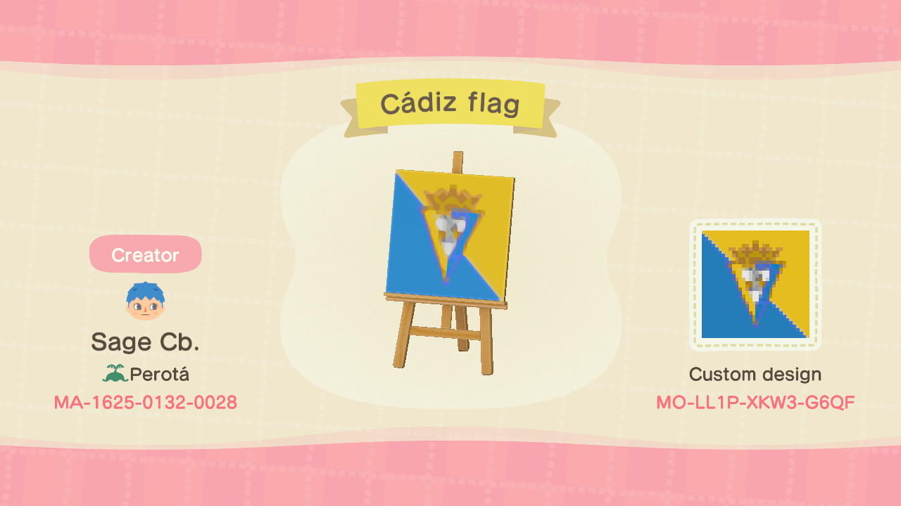 Animal Crossing Design Code: MO-LL1P-XKW3-G6QF Cádiz flag