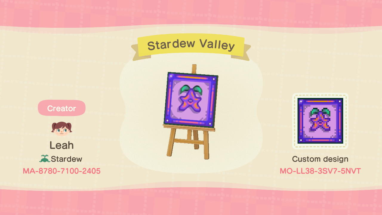 Animal Crossing Design Code: MO-LL38-3SV7-5NVT Stardew Valley