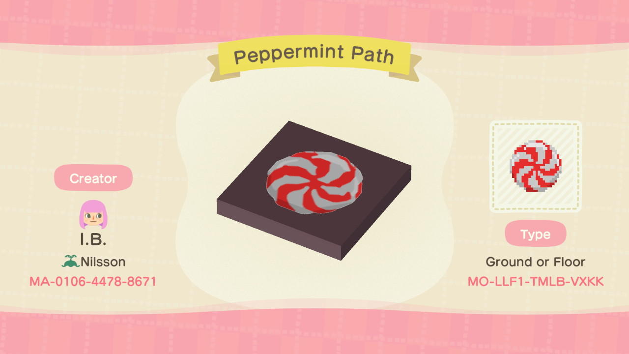Animal Crossing Design Code: MO-LLF1-TMLB-VXKK Peppermint Path