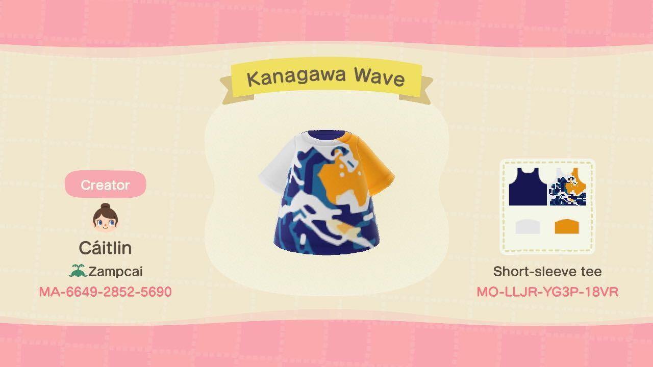 Animal Crossing Design Code: MO-LLJR-YG3P-18VR Kanagawa Wave Tee