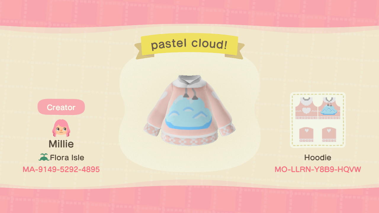 Animal Crossing Design Code: MO-LLRN-Y8B9-HQVW pastel cloud!