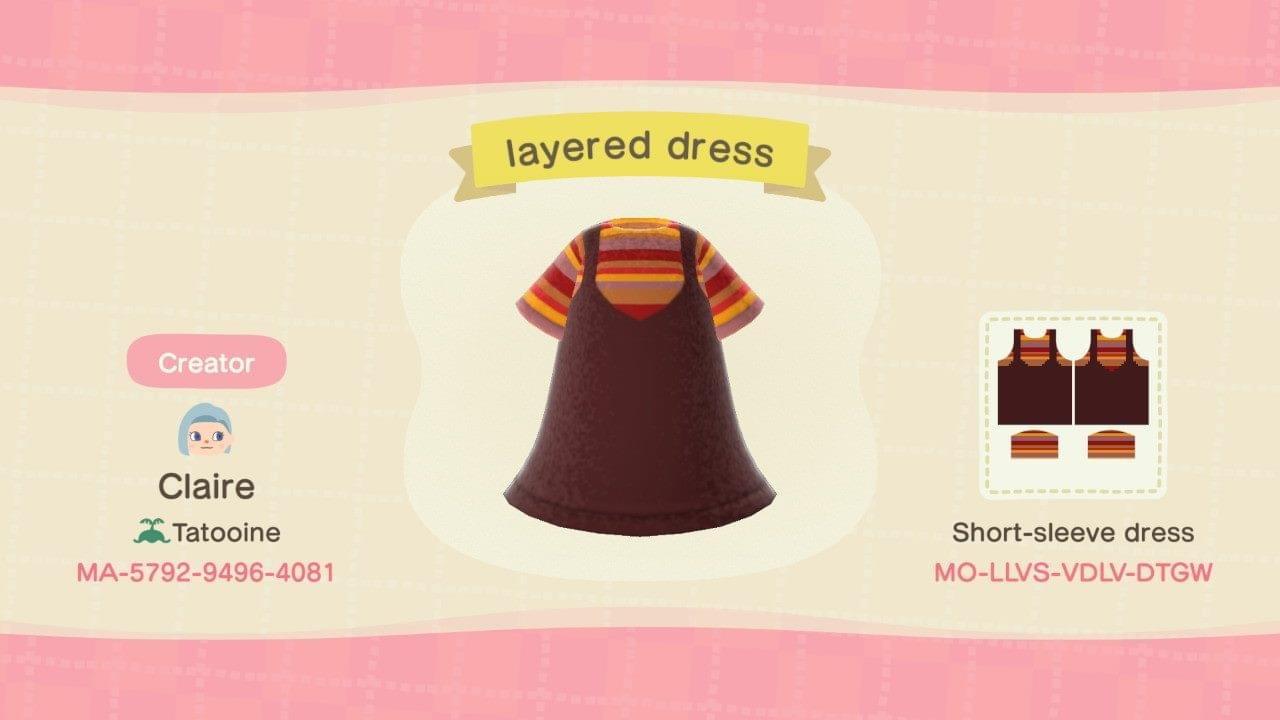 Animal Crossing Design Code: MO-LLVS-VDLV-DTGW layered dress