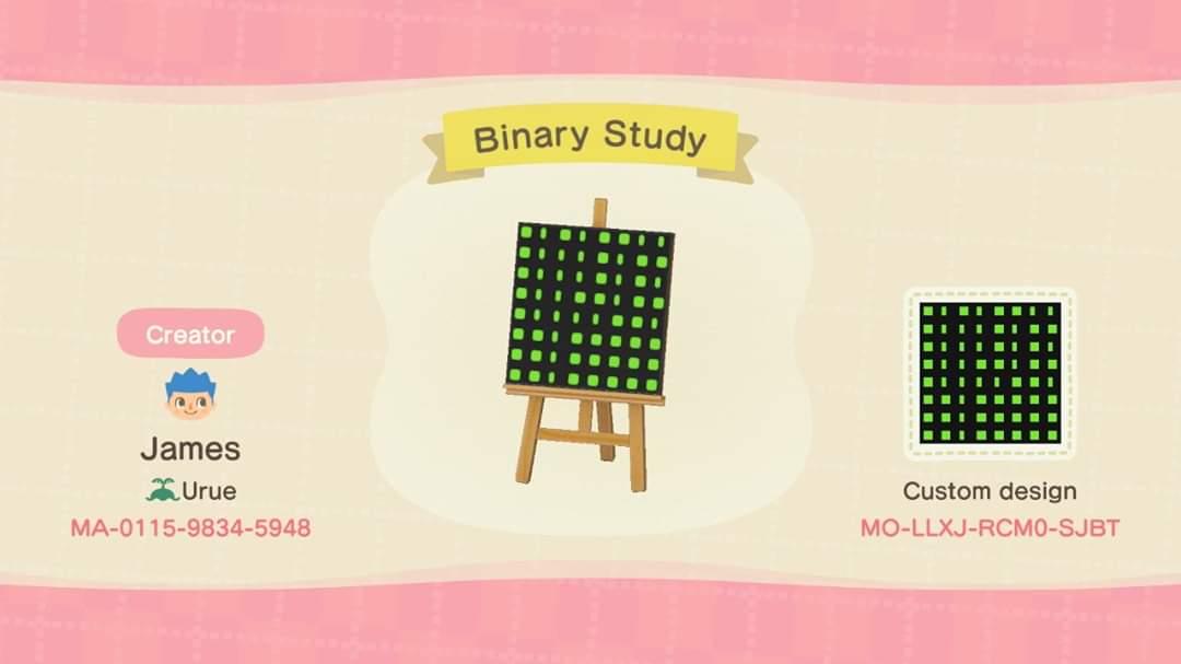 Animal Crossing Design Code: MO-LLXJ-RCM0-SJBT Binary Study