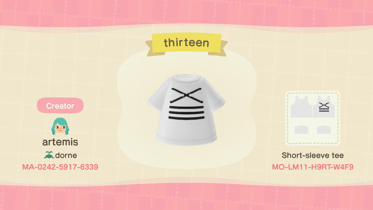 Animal Crossing Design Code: MO-LM11-H9RT-W4F9 Thirteen