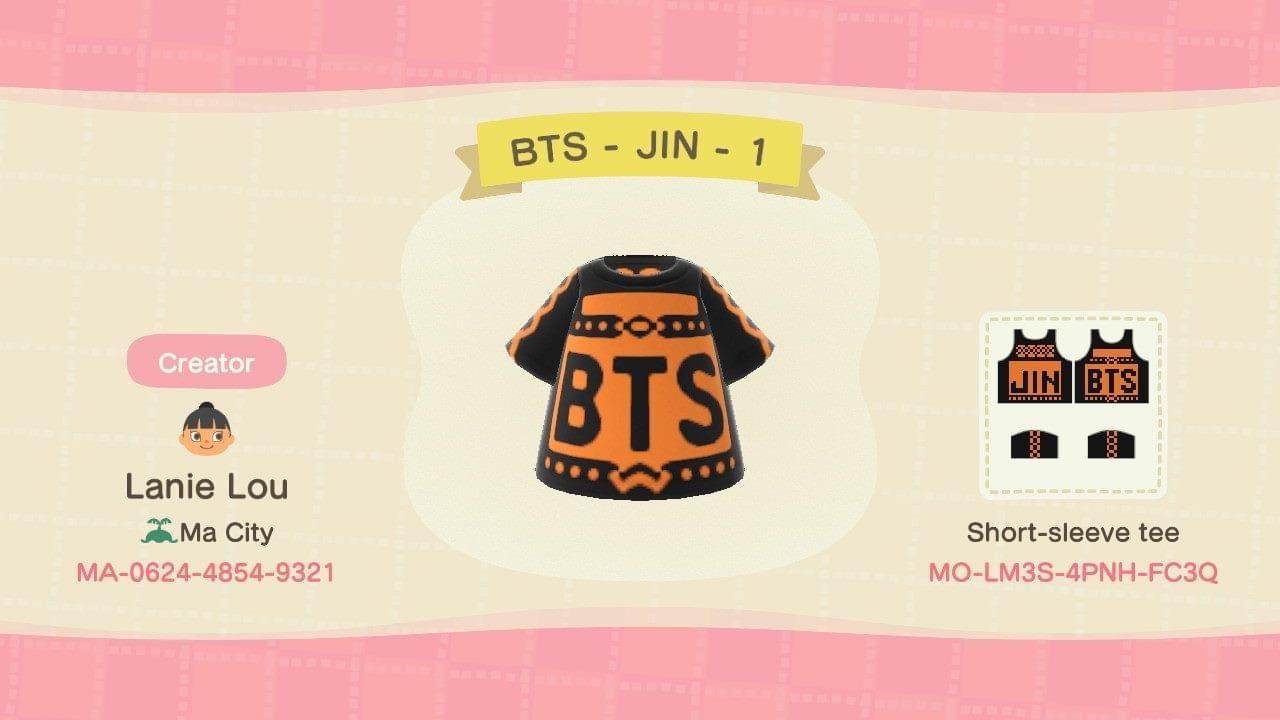 Animal Crossing Design Code: MO-LM3S-4PNH-FC3Q BTS - JIN - 1