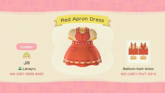 Animal Crossing Design Code: MO-LMD1-PLV7-4314 Red Apron Dress
