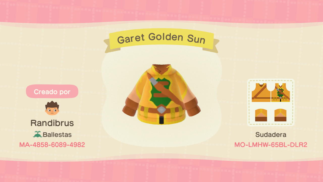 Animal Crossing Design Code: MO-LMHW-65BL-DLR2 Garet Golden Sun