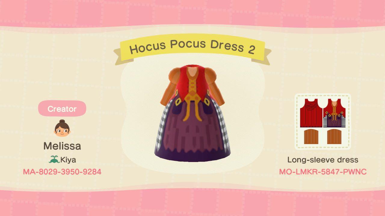 Animal Crossing Design Code: MO-LMKR-5847-PWNC Hocus Pocus Dress 2