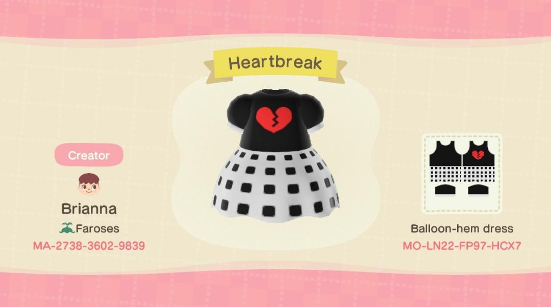 Animal Crossing Design Code: MO-LN22-FP97-HCX7 Heartbreak