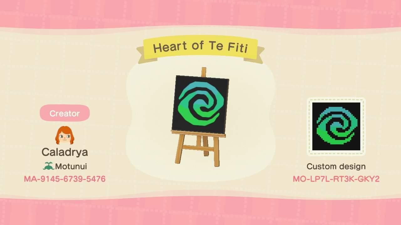 Animal Crossing Design Code: MO-LP7L-RT3K-GKY2 Heart of Te Fiti