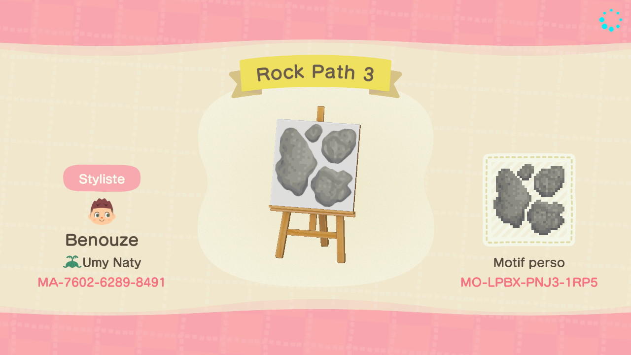 Animal Crossing Design Code: MO-LPBX-PNJ3-1RP5 Rock Path 3
