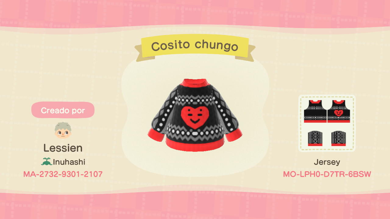 Animal Crossing Design Code: MO-LPH0-D7TR-6BSW Cosito chungo