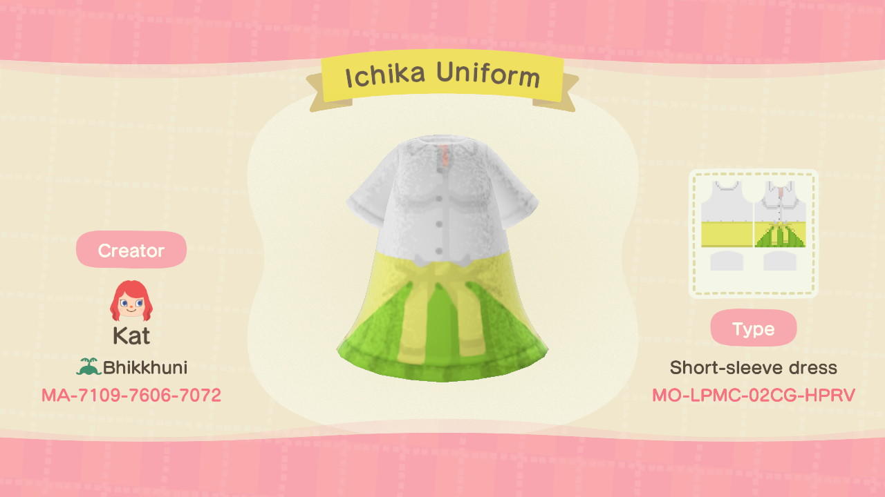 Animal Crossing Design Code: MO-LPMC-02CG-HPRV Ichika Nakano