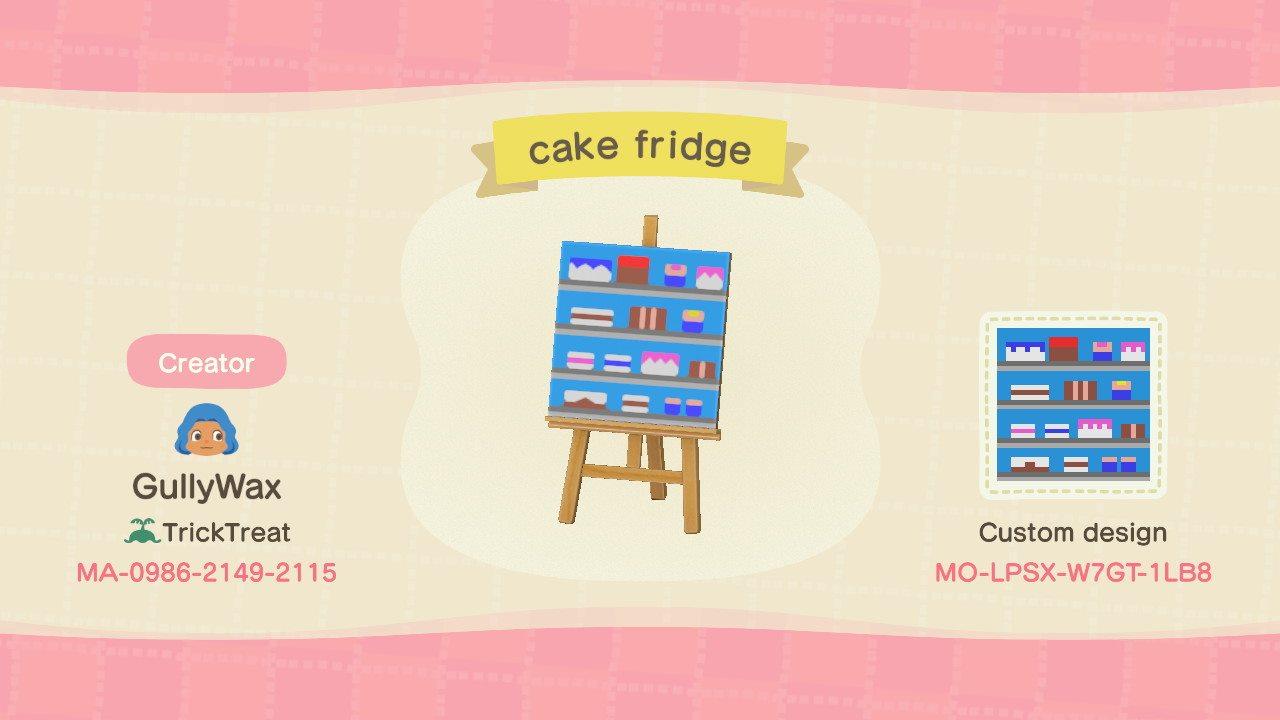 Animal Crossing Design Code: MO-LPSX-W7GT-1LB8 Cake Fridge