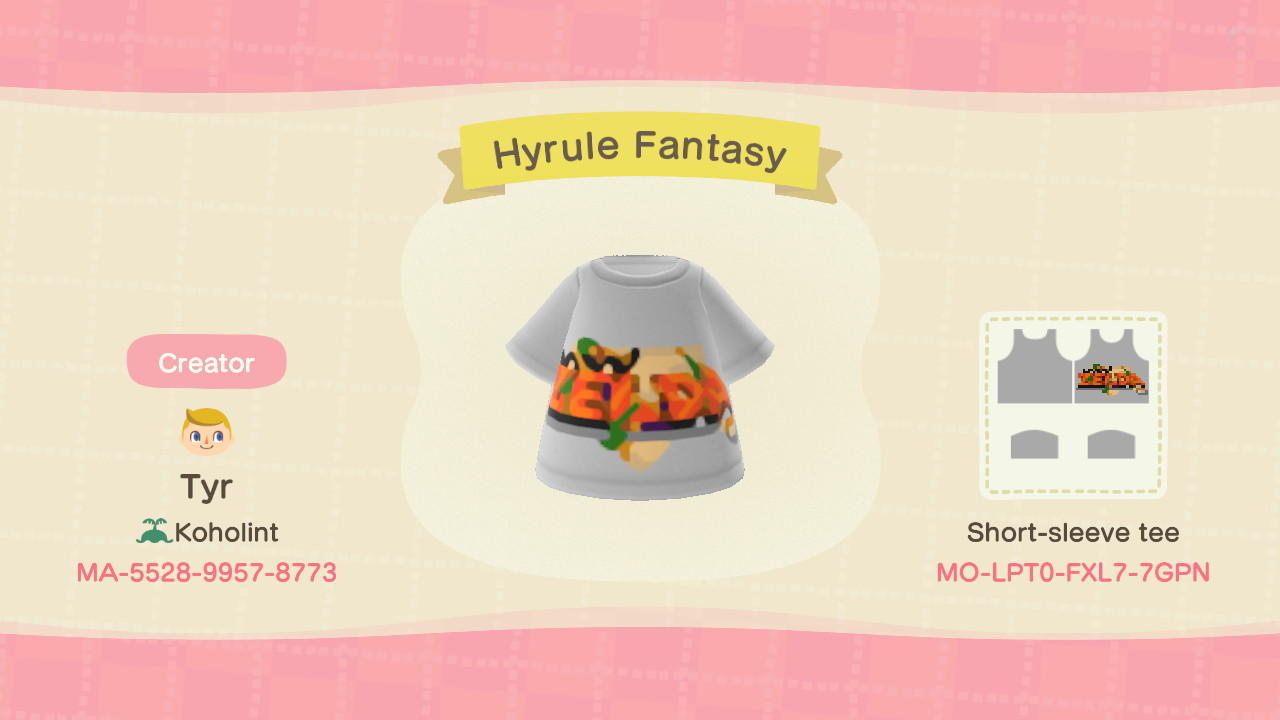 Animal Crossing Design Code: MO-LPT0-FXL7-7GPN Hyrule Fantasy