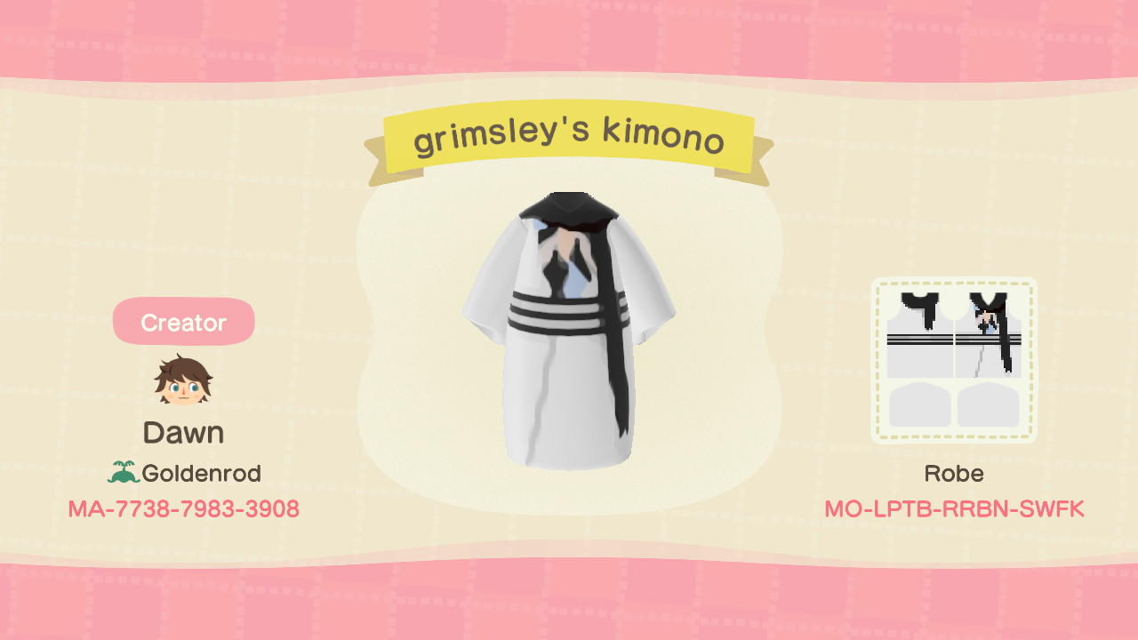 Animal Crossing Design Code: MO-LPTB-RRBN-SWFK grimsleys kimono