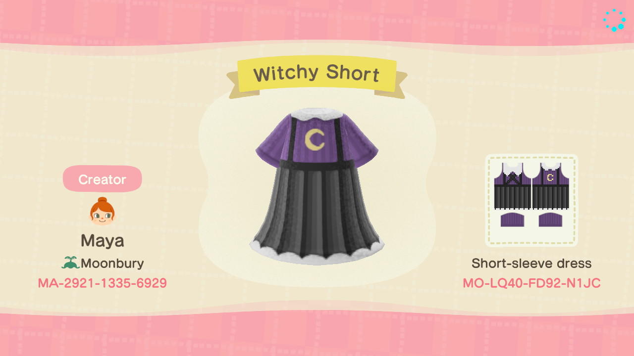 Animal Crossing Design Code: MO-LQ40-FD92-N1JC Witchy Short