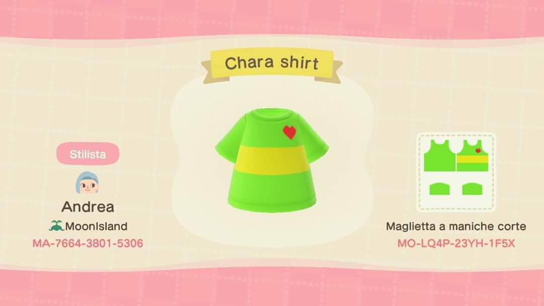 Animal Crossing Design Code: MO-LQ4P-23YH-1F5X Chara shirt