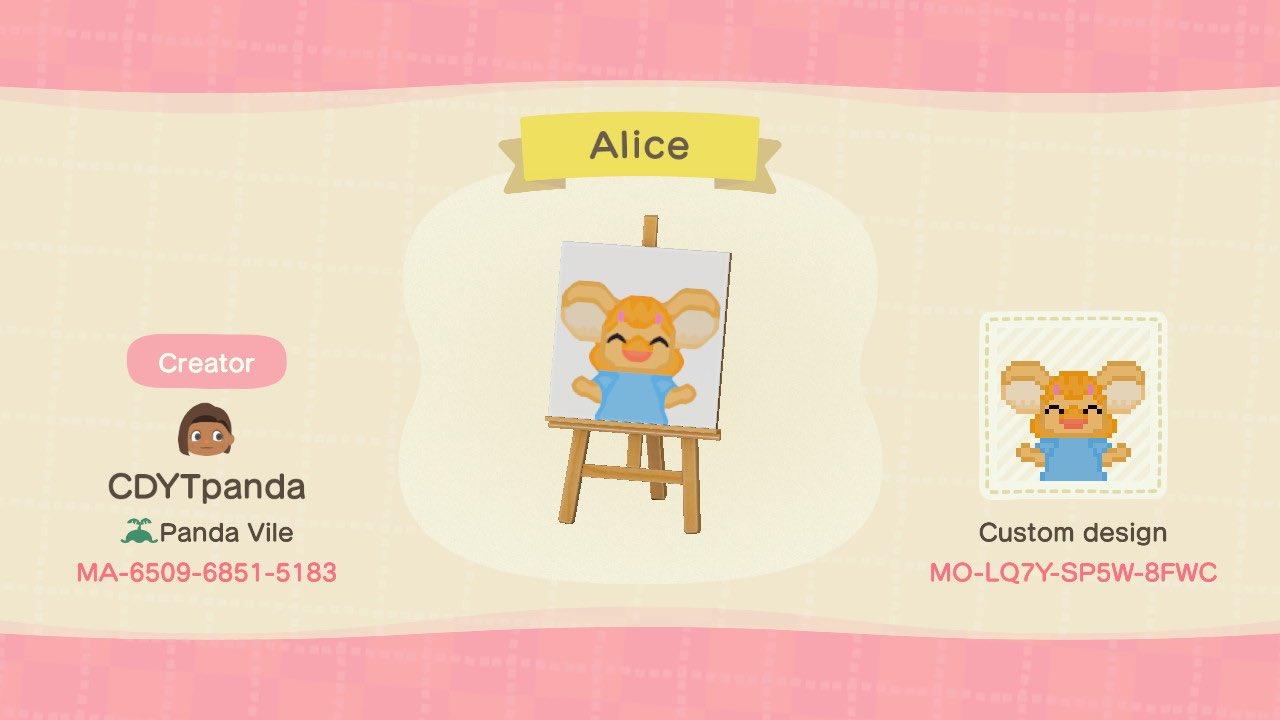 Animal Crossing Design Code: MO-LQ7Y-SP5W-8FWC Alice