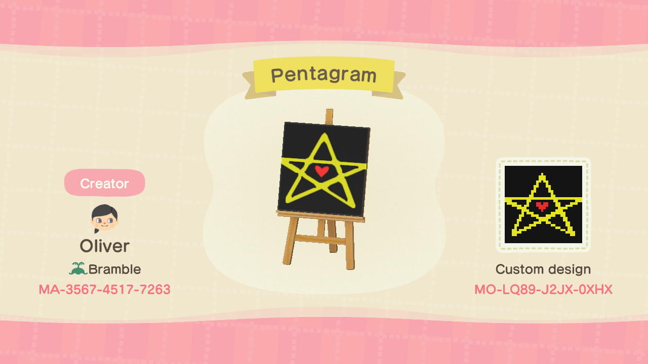 Animal Crossing Design Code: MO-LQ89-J2JX-0XHX Pentagram