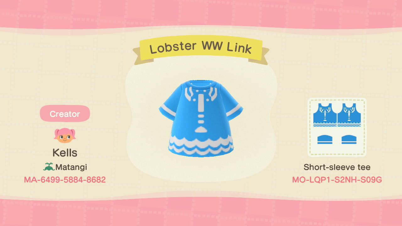 Animal Crossing Design Code: MO-LQP1-S2NH-S09G Lobster WW Link