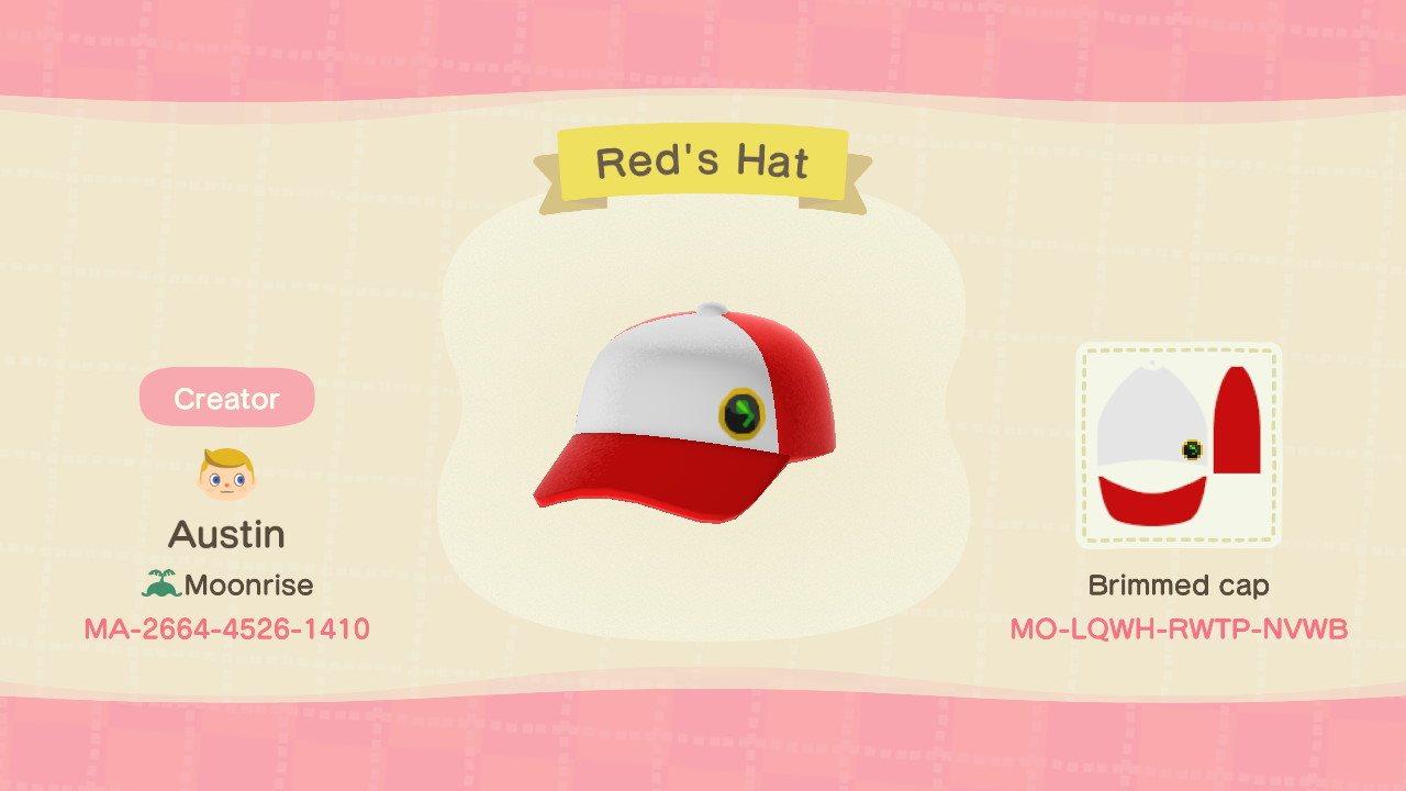 Animal Crossing Design Code: MO-LQWH-RWTP-NVWB Red&#39;s Hat