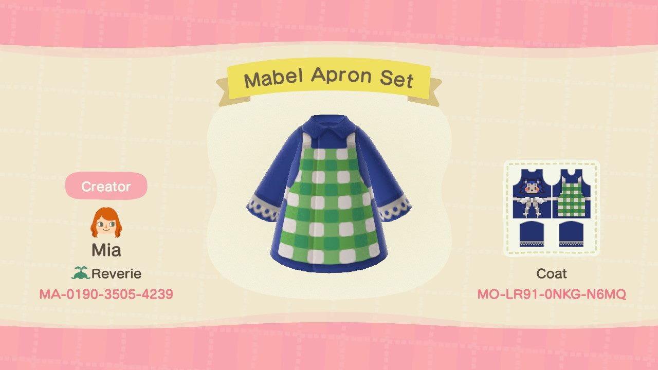 Animal Crossing Design Code: MO-LR91-0NKG-N6MQ Mabel Apron Set