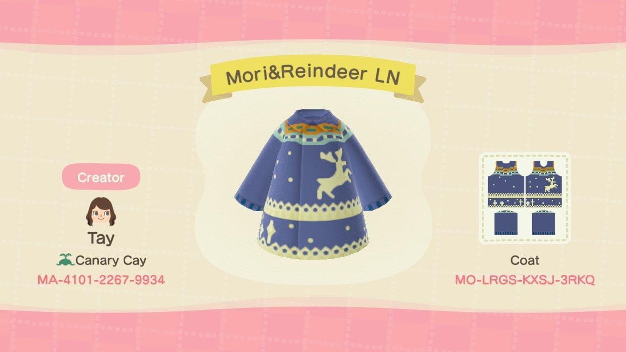 Animal Crossing Design Code: MO-LRGS-KXSJ-3RKQ Mori&Reindeer LN