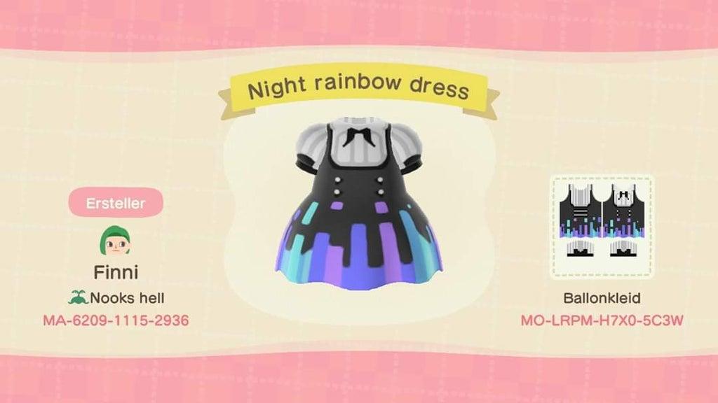 Animal Crossing Design Code: MO-LRPM-H7X0-5C3W Night rainbow dress