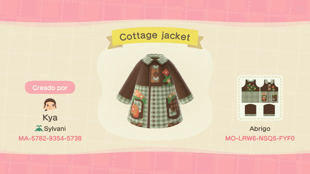 Animal Crossing Design Code: MO-LRW6-NSQ5-FYF0 Cottage jacket