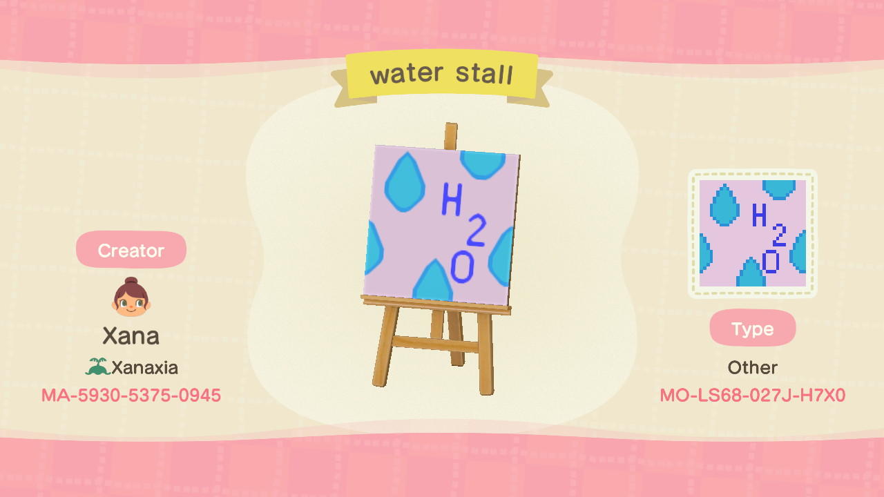 Animal Crossing Design Code: MO-LS68-027J-H7X0 water stall