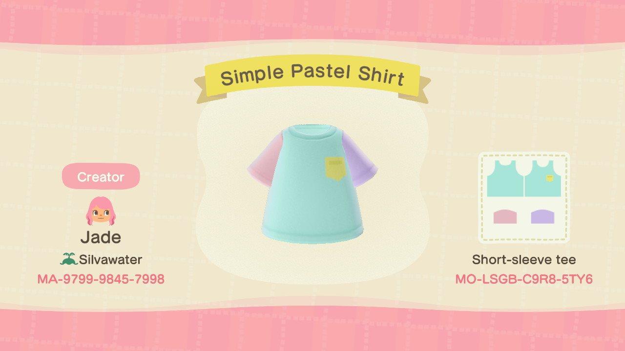 Animal Crossing Design Code: MO-LSGB-C9R8-5TY7 Simple Pastel Shirt