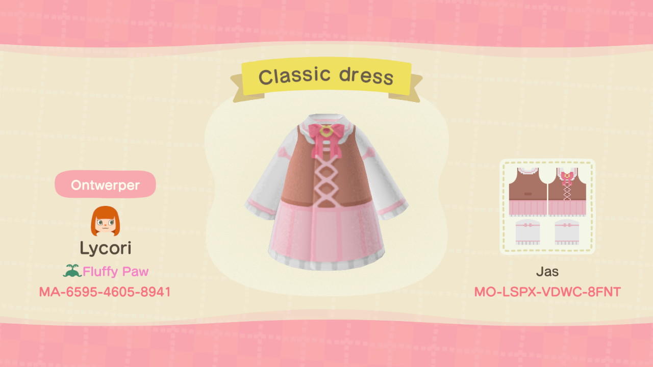 Animal Crossing Design Code: MO-LSPX-VDWC-8FNT Classic dress