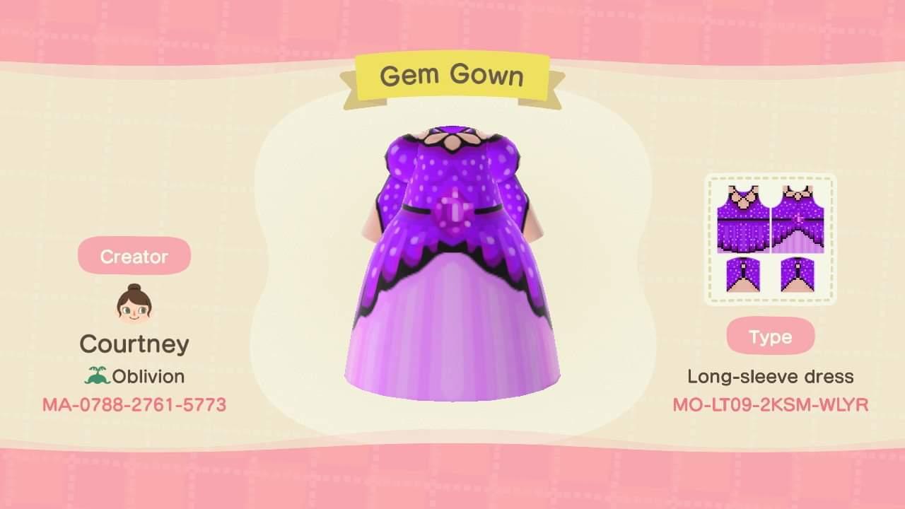 Animal Crossing Design Code: MO-LT09-2KSM-WLYR Gem Gown