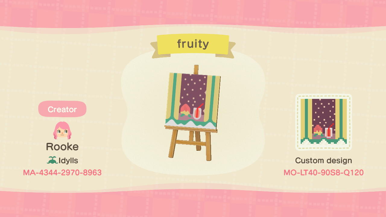Animal Crossing Design Code: MO-LT40-90S8-Q120 Fruit Juice Stall