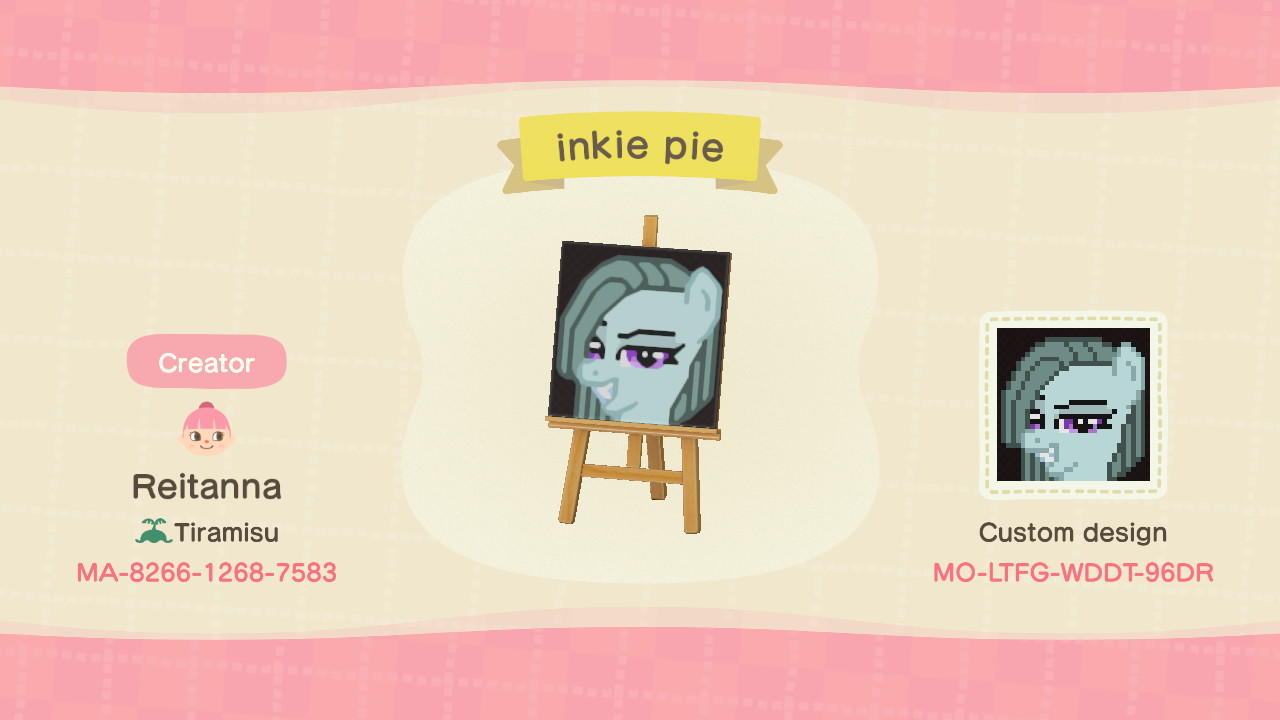 Animal Crossing Design Code: MO-LTFG-WDDT-96DR inkie pie